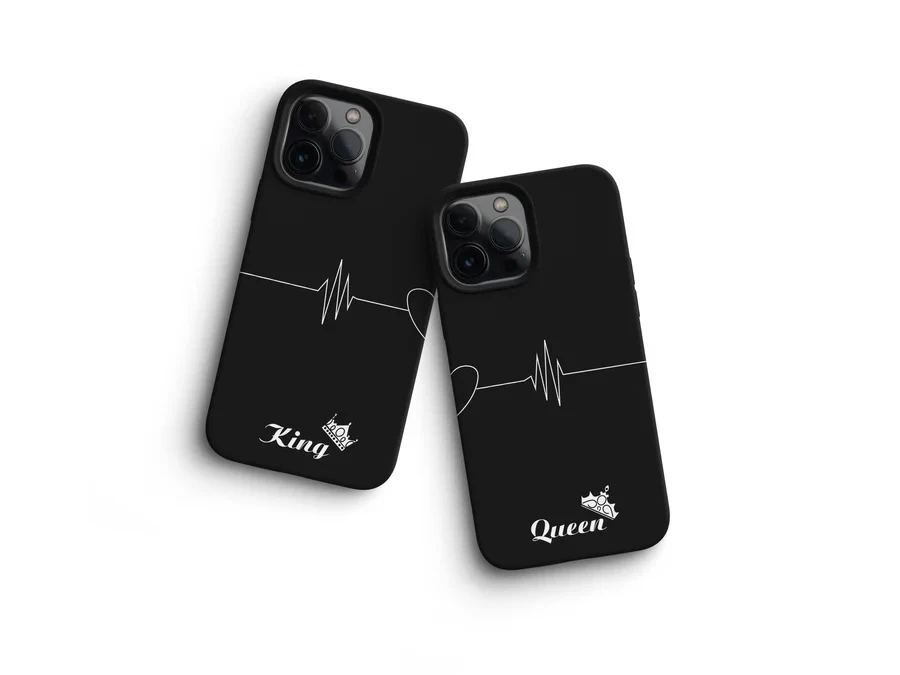 King and Queen Heartbeat Couples phone case