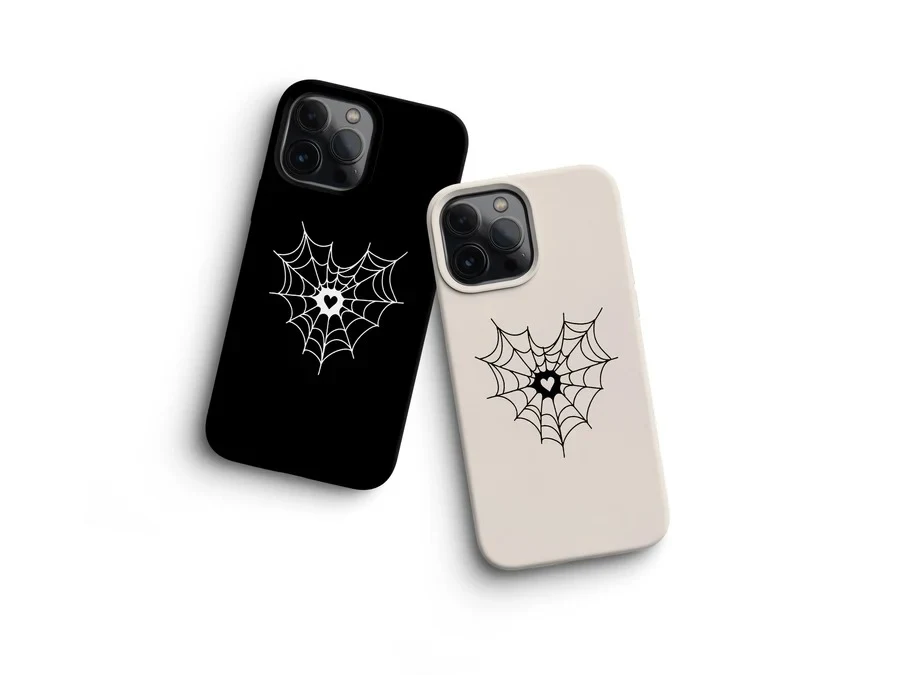 Spider Web Hearts Couples phone case