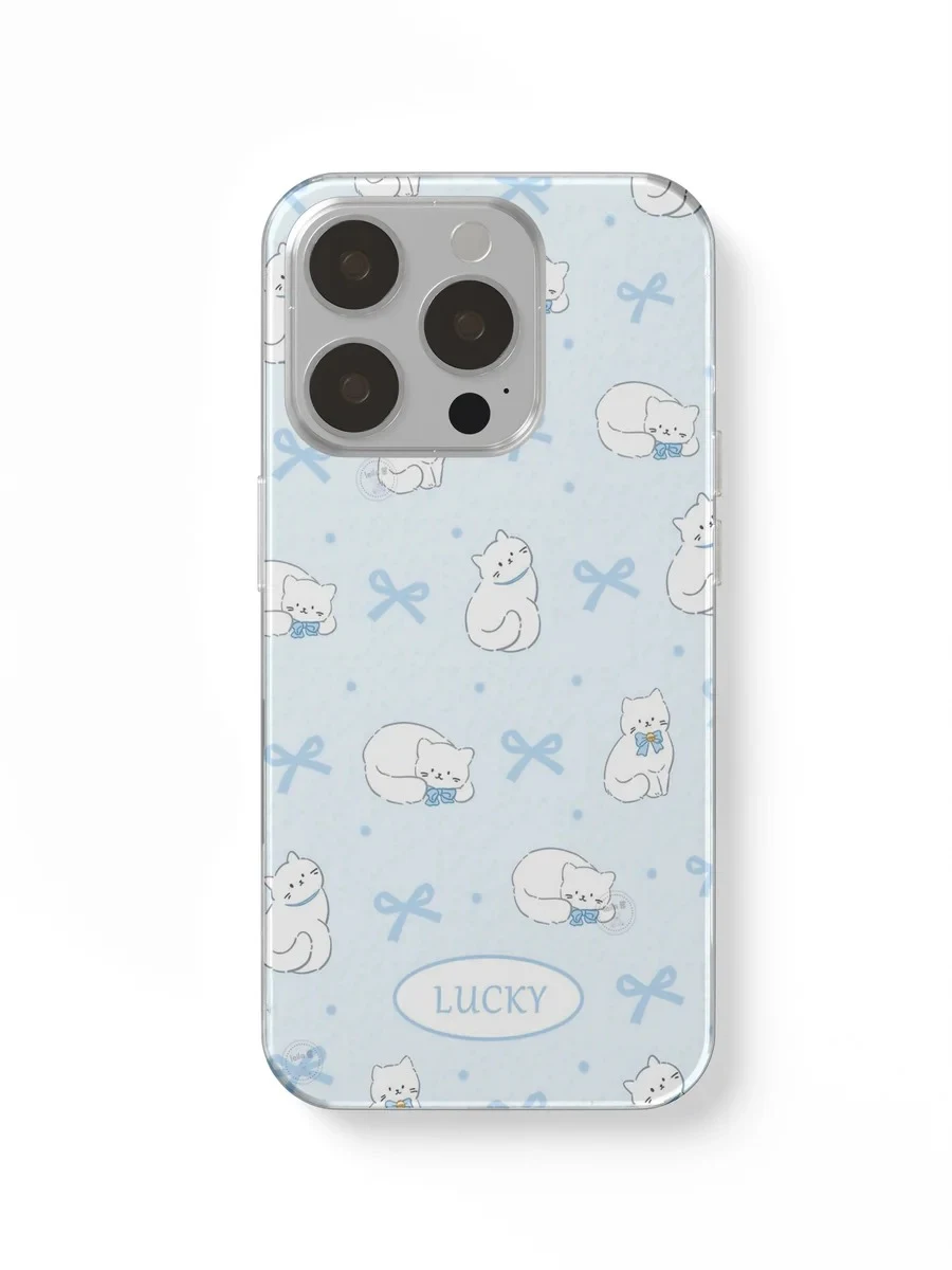 Lucky Kitten Bows Blue phone case