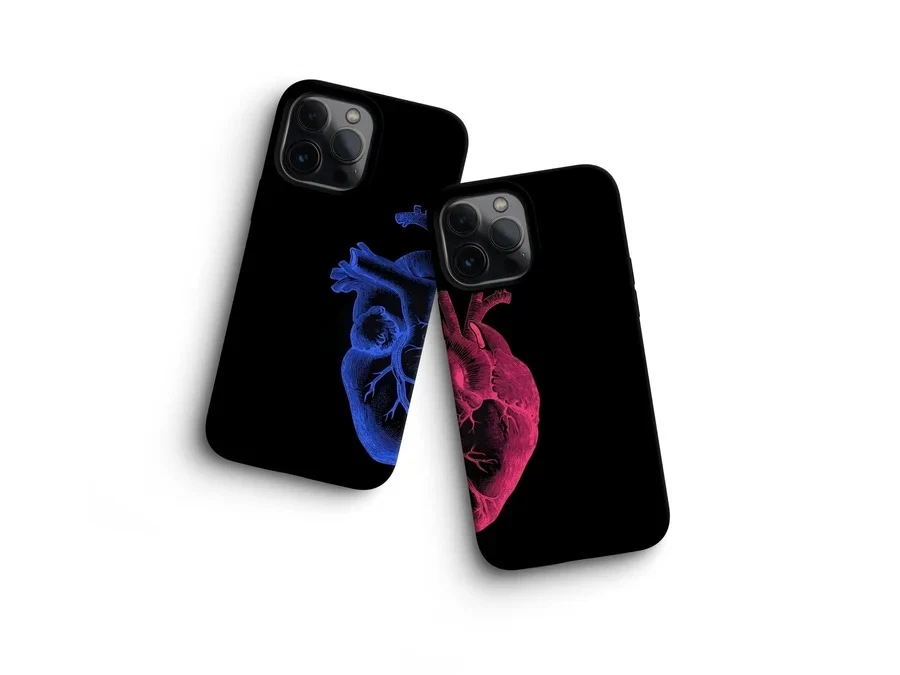 Neon Hearts Couples phone case
